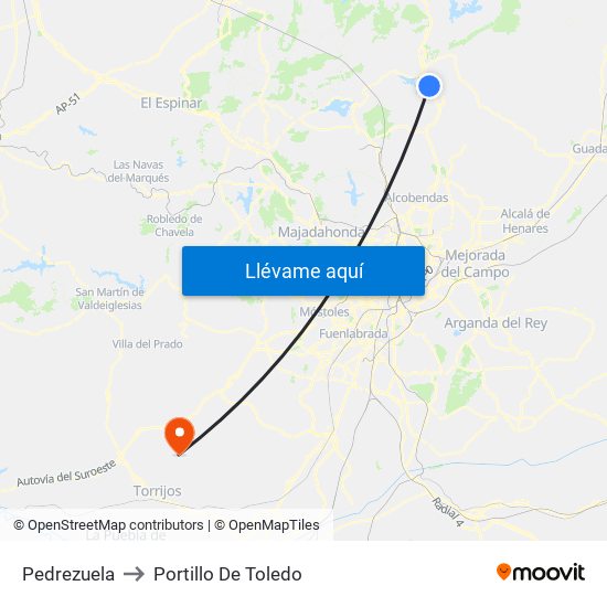 Pedrezuela to Portillo De Toledo map