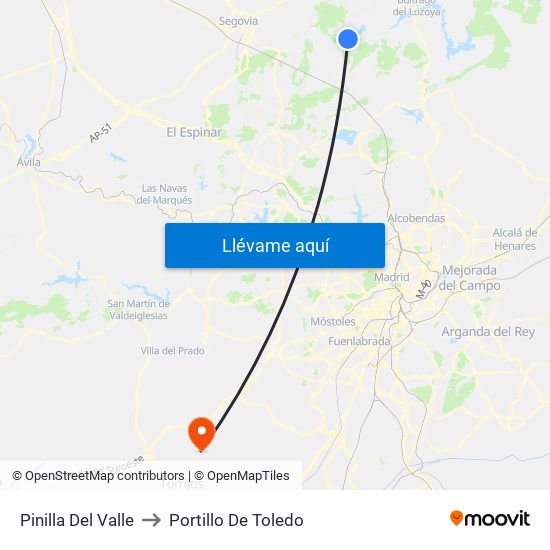 Pinilla Del Valle to Portillo De Toledo map
