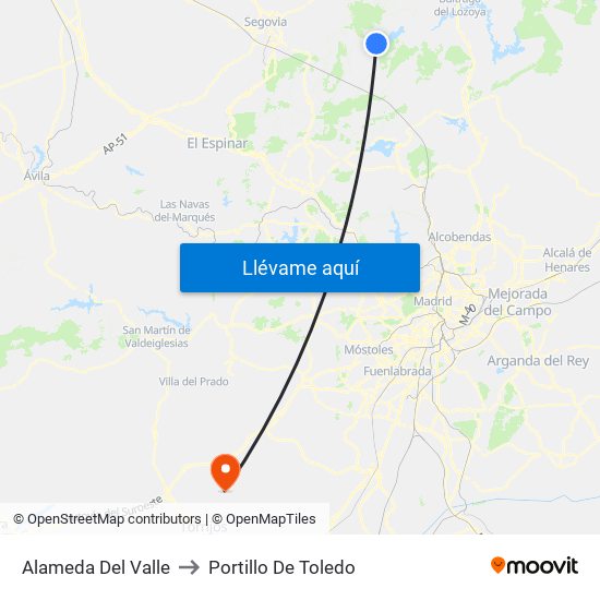 Alameda Del Valle to Portillo De Toledo map