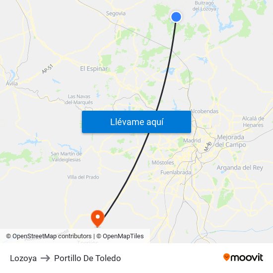Lozoya to Portillo De Toledo map