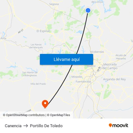 Canencia to Portillo De Toledo map