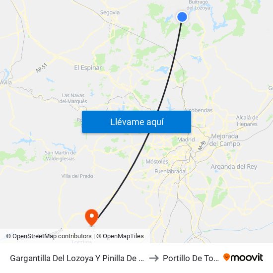 Gargantilla Del Lozoya Y Pinilla De Buitrago to Portillo De Toledo map