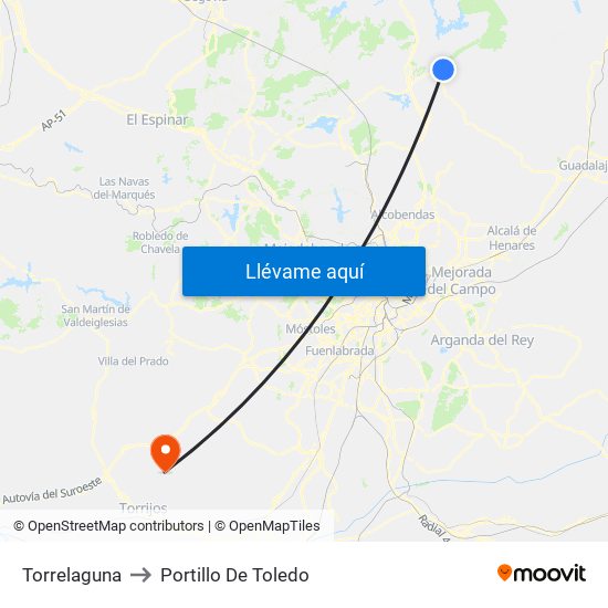 Torrelaguna to Portillo De Toledo map