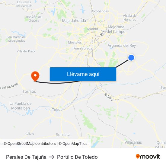 Perales De Tajuña to Portillo De Toledo map