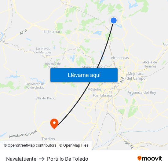 Navalafuente to Portillo De Toledo map