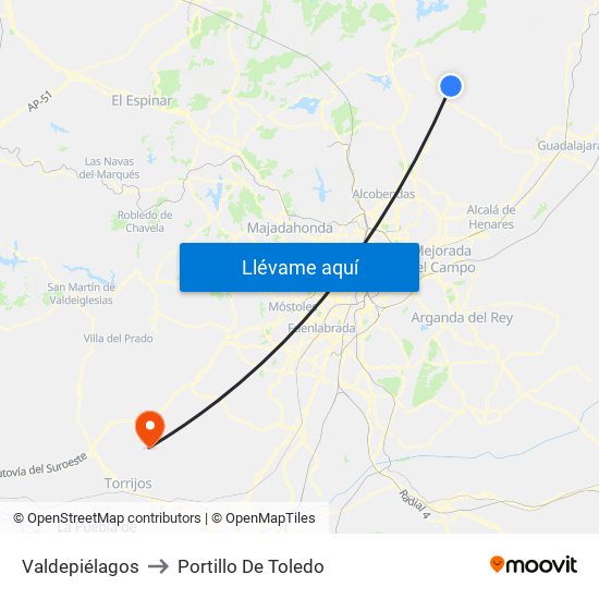 Valdepiélagos to Portillo De Toledo map