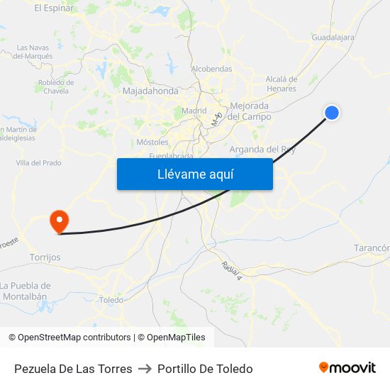 Pezuela De Las Torres to Portillo De Toledo map