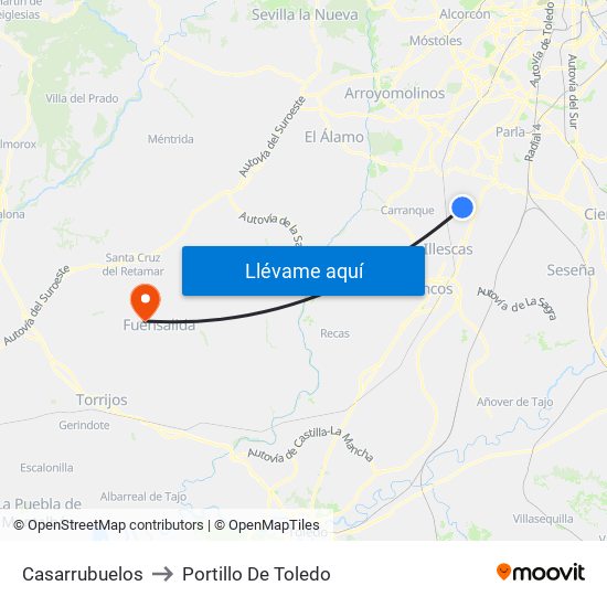 Casarrubuelos to Portillo De Toledo map