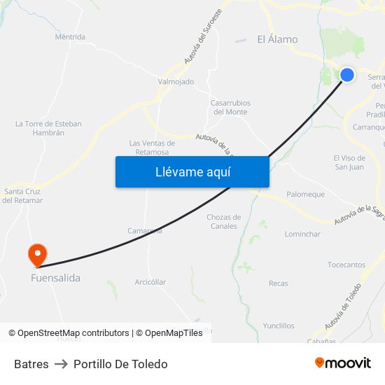Batres to Portillo De Toledo map