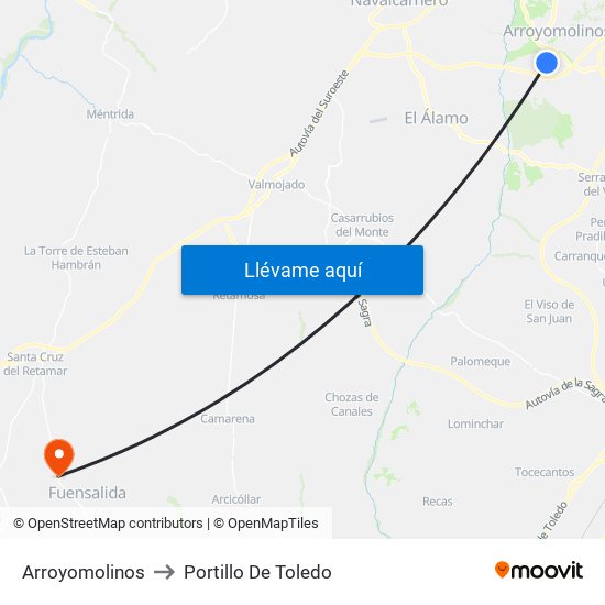 Arroyomolinos to Portillo De Toledo map