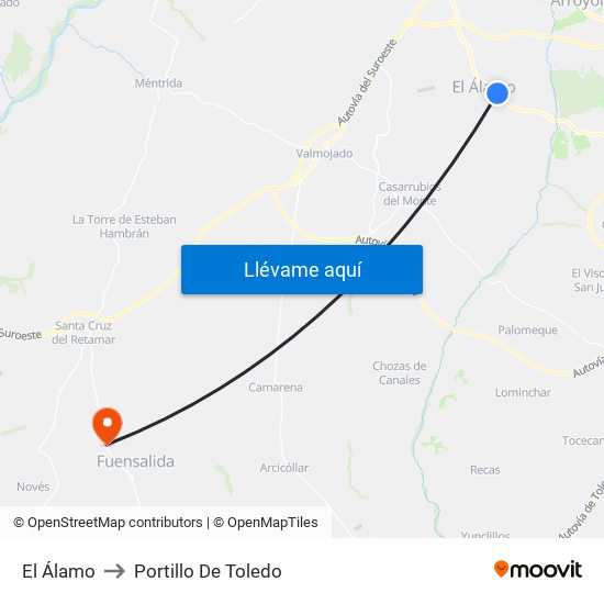 El Álamo to Portillo De Toledo map
