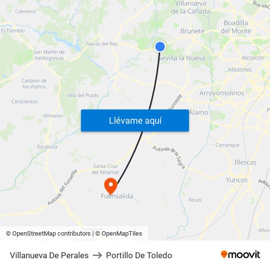 Villanueva De Perales to Portillo De Toledo map
