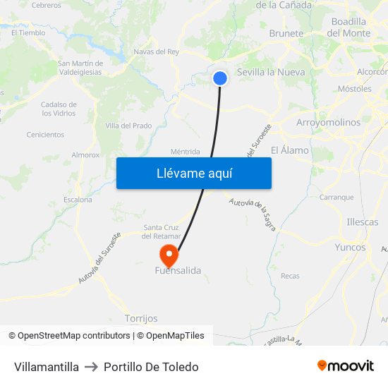 Villamantilla to Portillo De Toledo map
