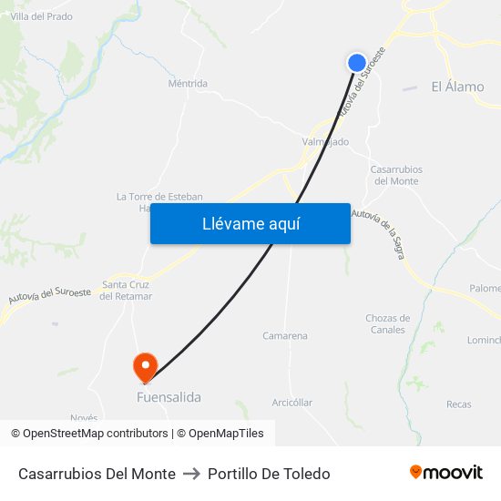 Casarrubios Del Monte to Portillo De Toledo map