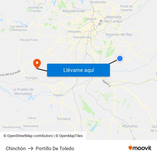 Chinchón to Portillo De Toledo map
