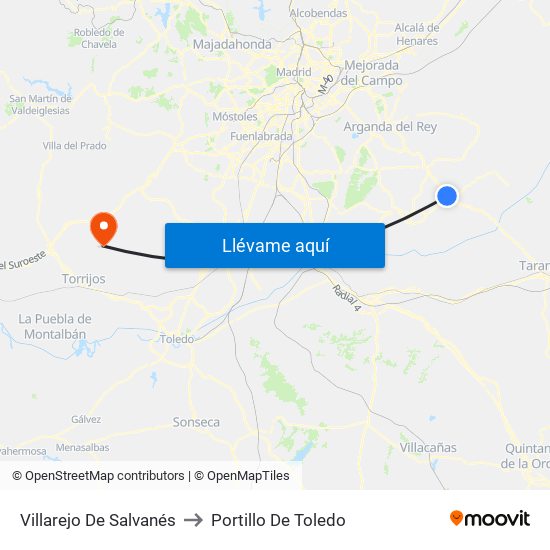 Villarejo De Salvanés to Portillo De Toledo map