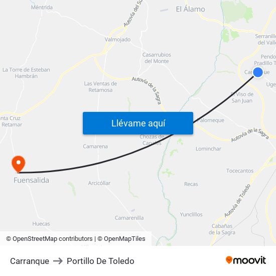 Carranque to Portillo De Toledo map