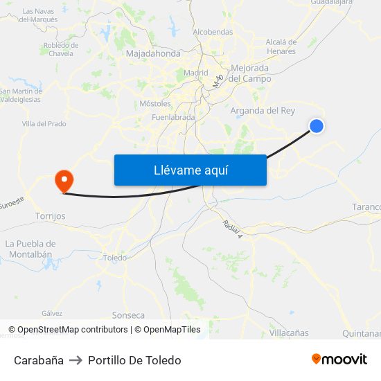 Carabaña to Portillo De Toledo map