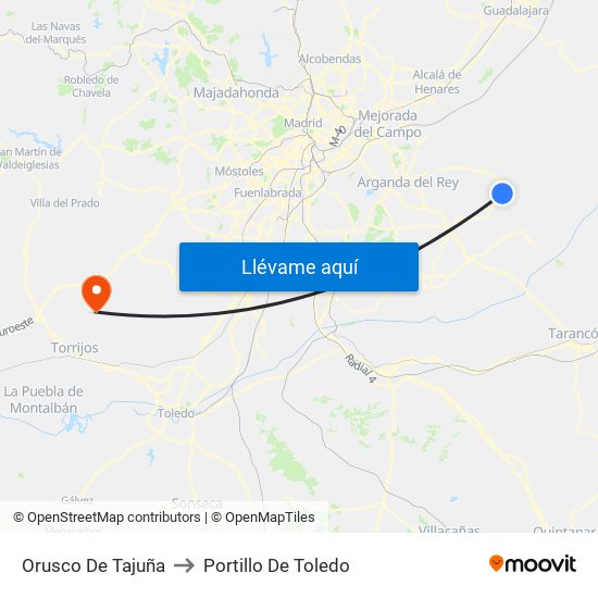 Orusco De Tajuña to Portillo De Toledo map