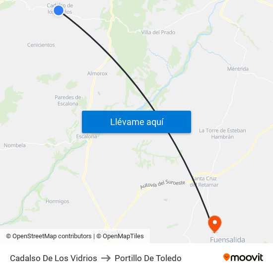 Cadalso De Los Vidrios to Portillo De Toledo map