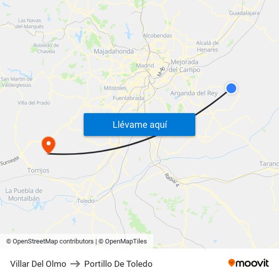 Villar Del Olmo to Portillo De Toledo map
