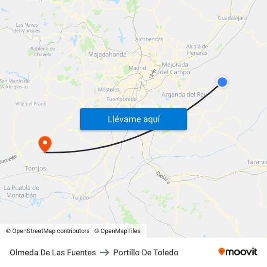 Olmeda De Las Fuentes to Portillo De Toledo map