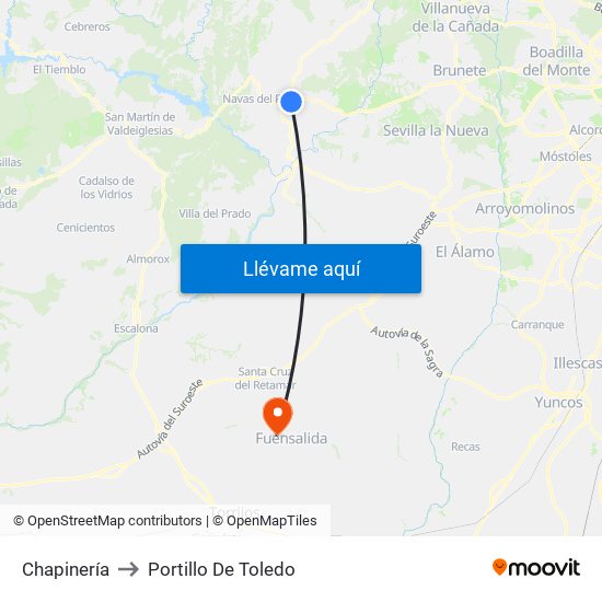 Chapinería to Portillo De Toledo map