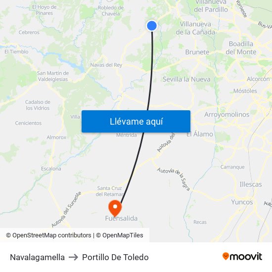 Navalagamella to Portillo De Toledo map
