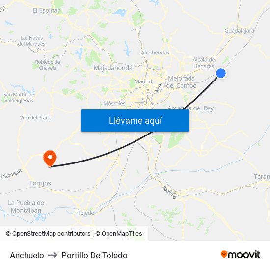 Anchuelo to Portillo De Toledo map