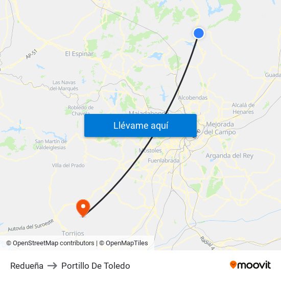 Redueña to Portillo De Toledo map