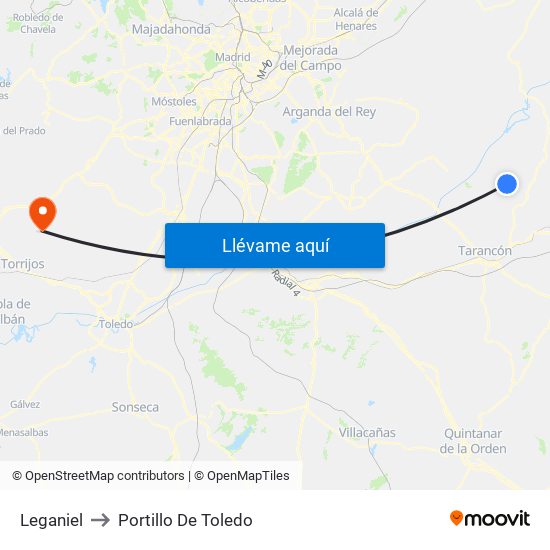 Leganiel to Portillo De Toledo map