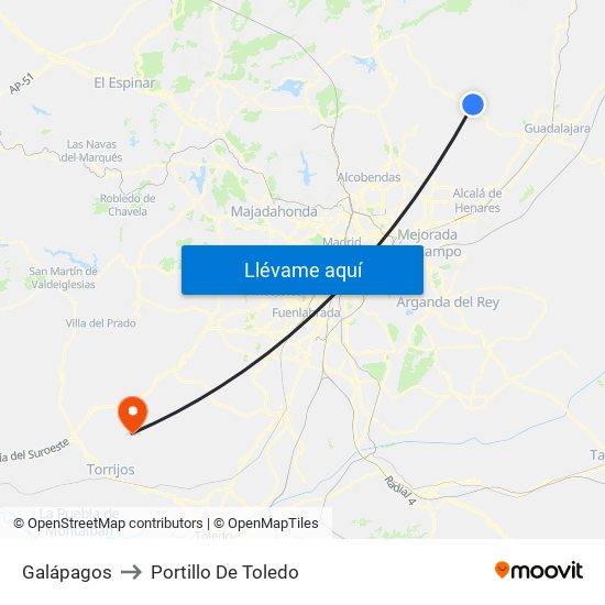 Galápagos to Portillo De Toledo map
