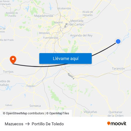 Mazuecos to Portillo De Toledo map