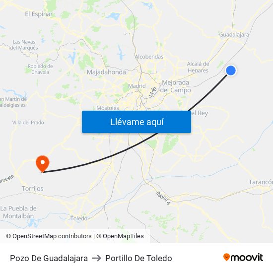 Pozo De Guadalajara to Portillo De Toledo map