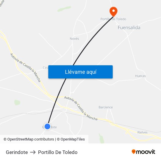 Gerindote to Portillo De Toledo map