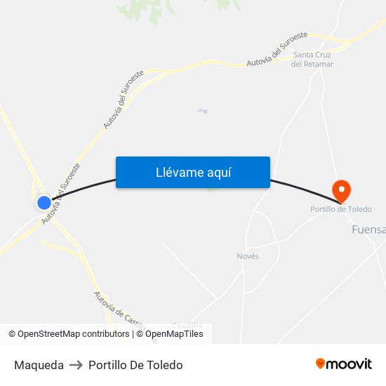 Maqueda to Portillo De Toledo map