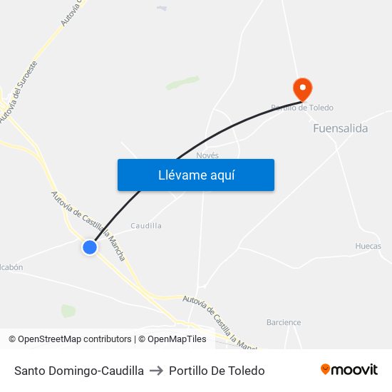 Santo Domingo-Caudilla to Portillo De Toledo map