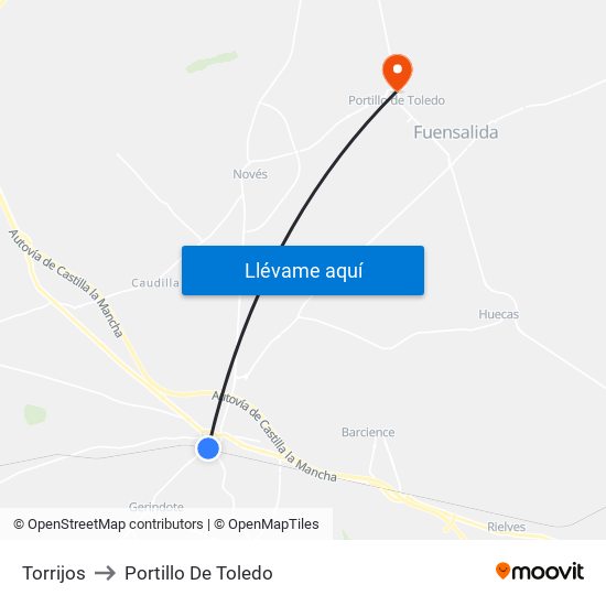 Torrijos to Portillo De Toledo map