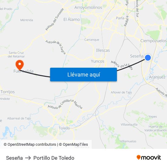 Seseña to Portillo De Toledo map