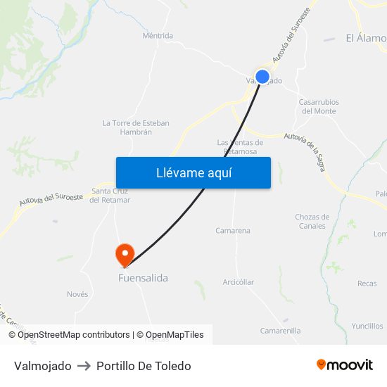 Valmojado to Portillo De Toledo map