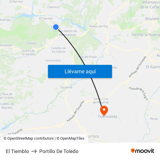 El Tiemblo to Portillo De Toledo map