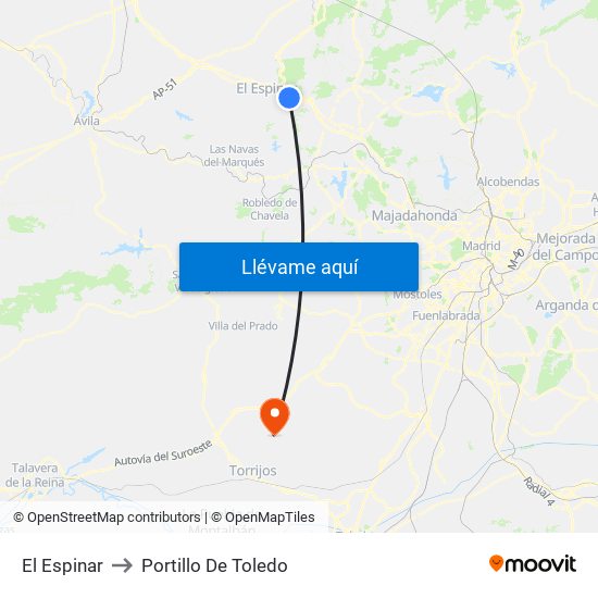 El Espinar to Portillo De Toledo map