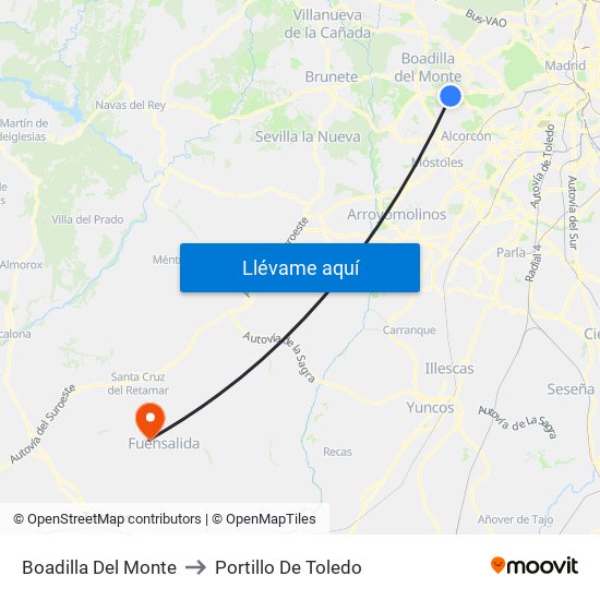Boadilla Del Monte to Portillo De Toledo map
