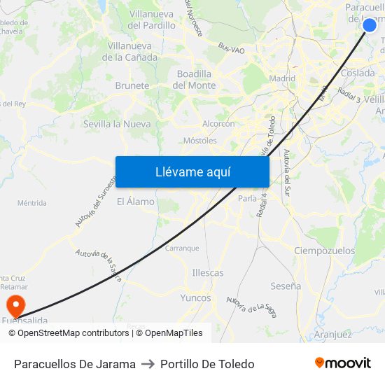 Paracuellos De Jarama to Portillo De Toledo map