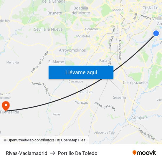 Rivas-Vaciamadrid to Portillo De Toledo map