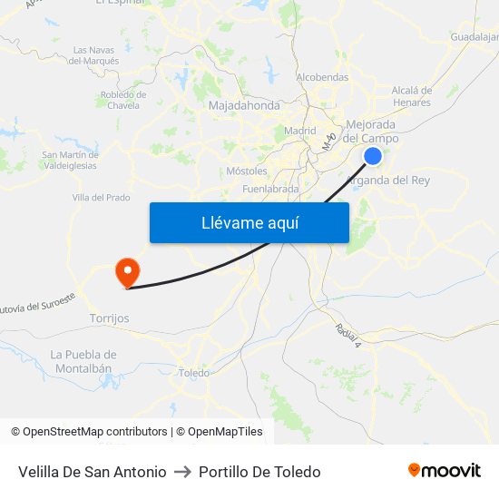 Velilla De San Antonio to Portillo De Toledo map