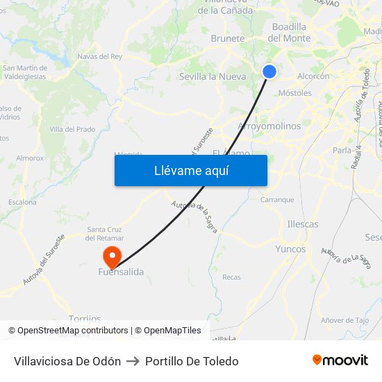 Villaviciosa De Odón to Portillo De Toledo map