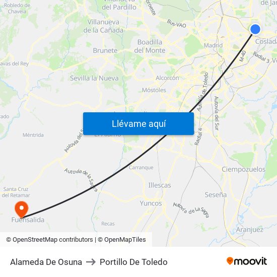 Alameda De Osuna to Portillo De Toledo map
