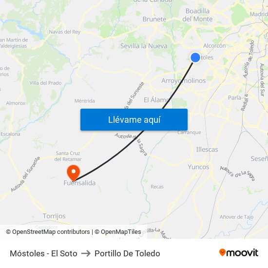Móstoles - El Soto to Portillo De Toledo map