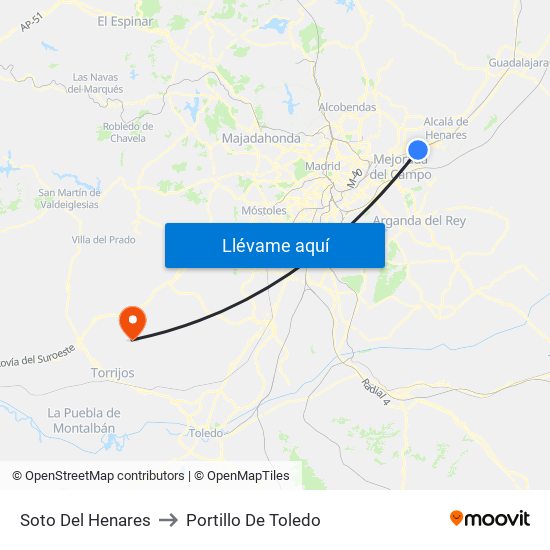 Soto Del Henares to Portillo De Toledo map